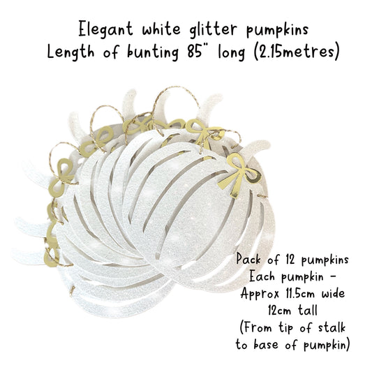 Autumn Decor – White Pumpkin Decoration Garland with Bows