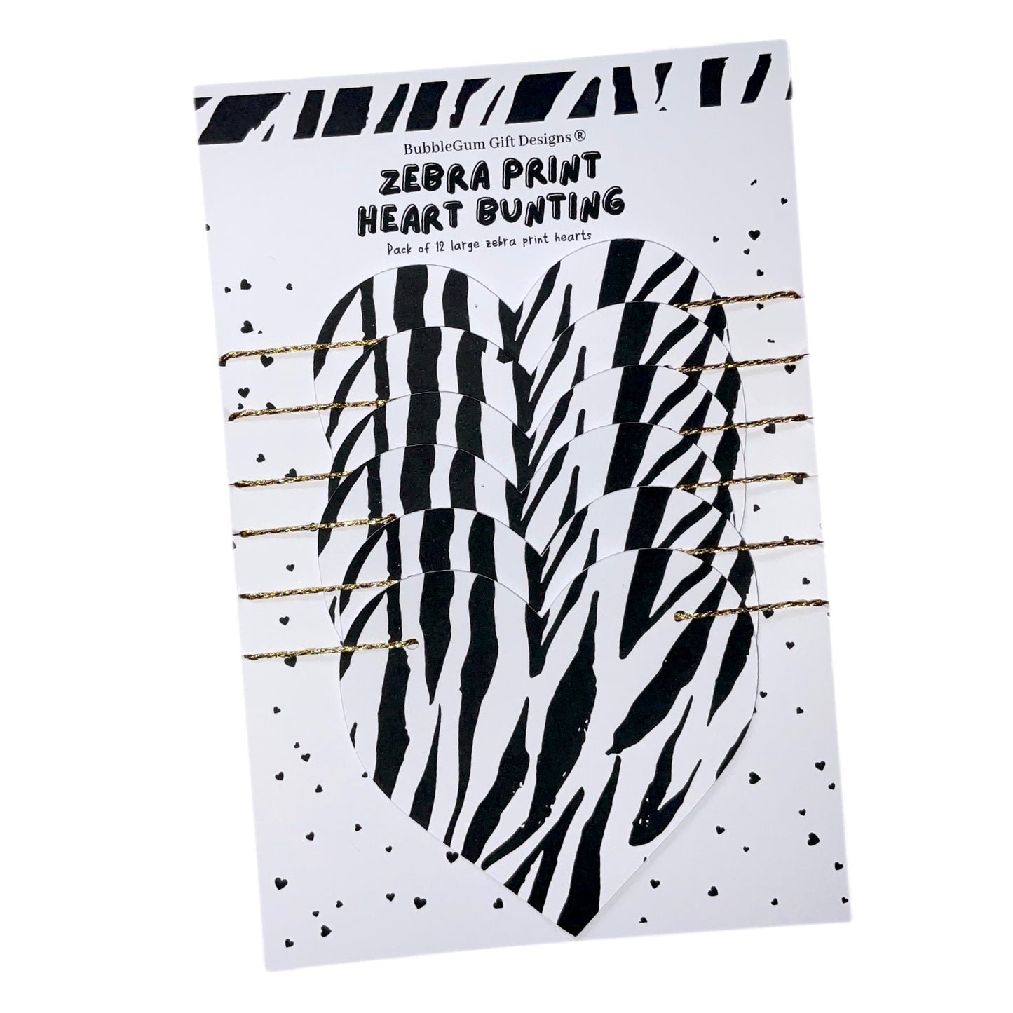 Zebra Print Heart Shape Bunting Animal Print Valentine’s Decor
