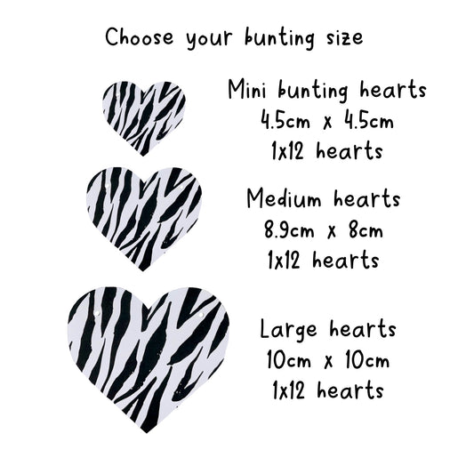 Zebra Print Heart Shape Bunting Animal Print Valentine’s Decor
