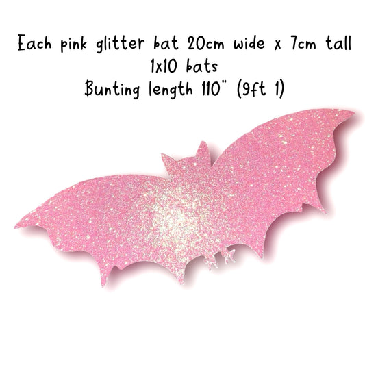 Pink Glitter Halloween Bat Bunting – Sparkly Hanging Decor