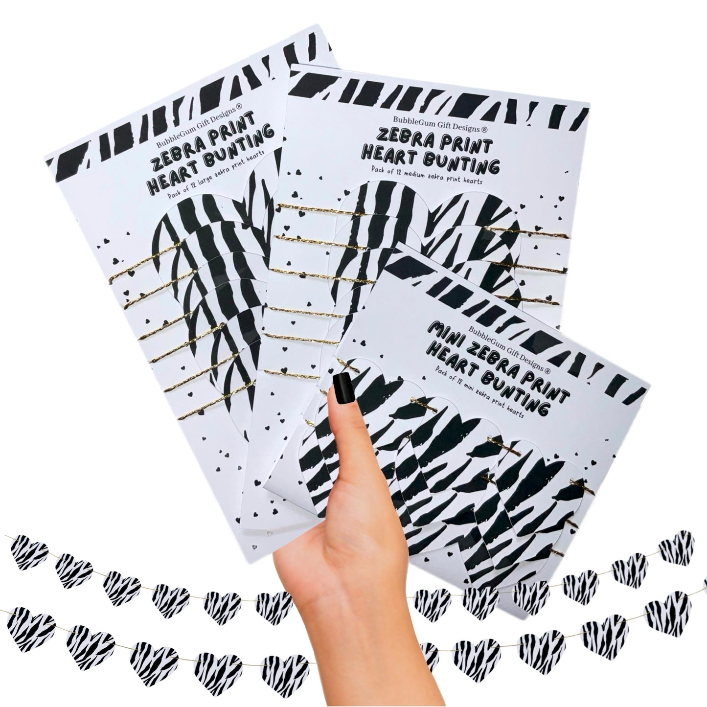Zebra Print Heart Shape Bunting Animal Print Valentine’s Decor