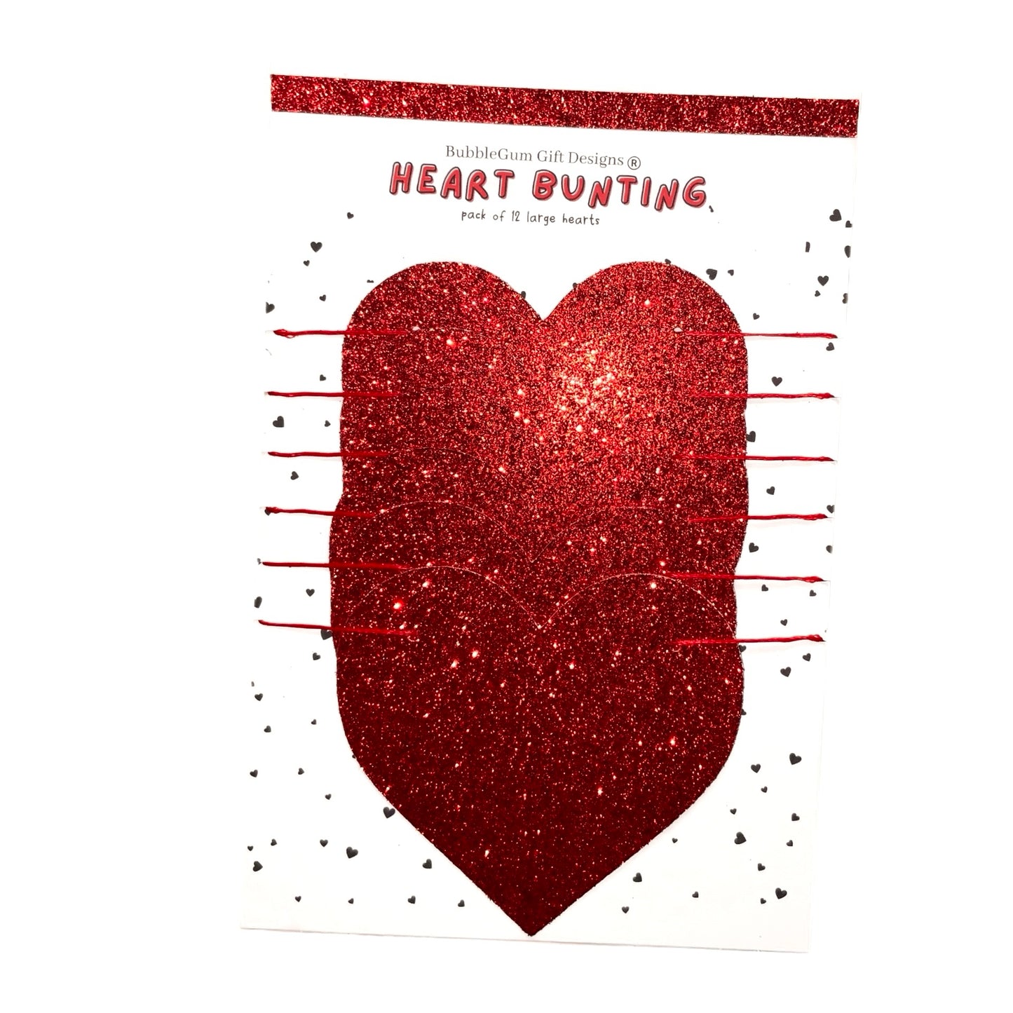 Valentine’s Day Red Glitter Heart Garland – Romantic Party Decor