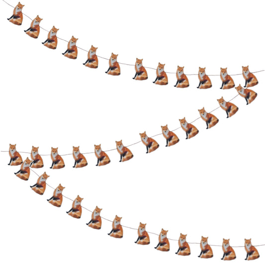 Fox Birthday Bunting – Hand Drawn Woodland Party Decorations