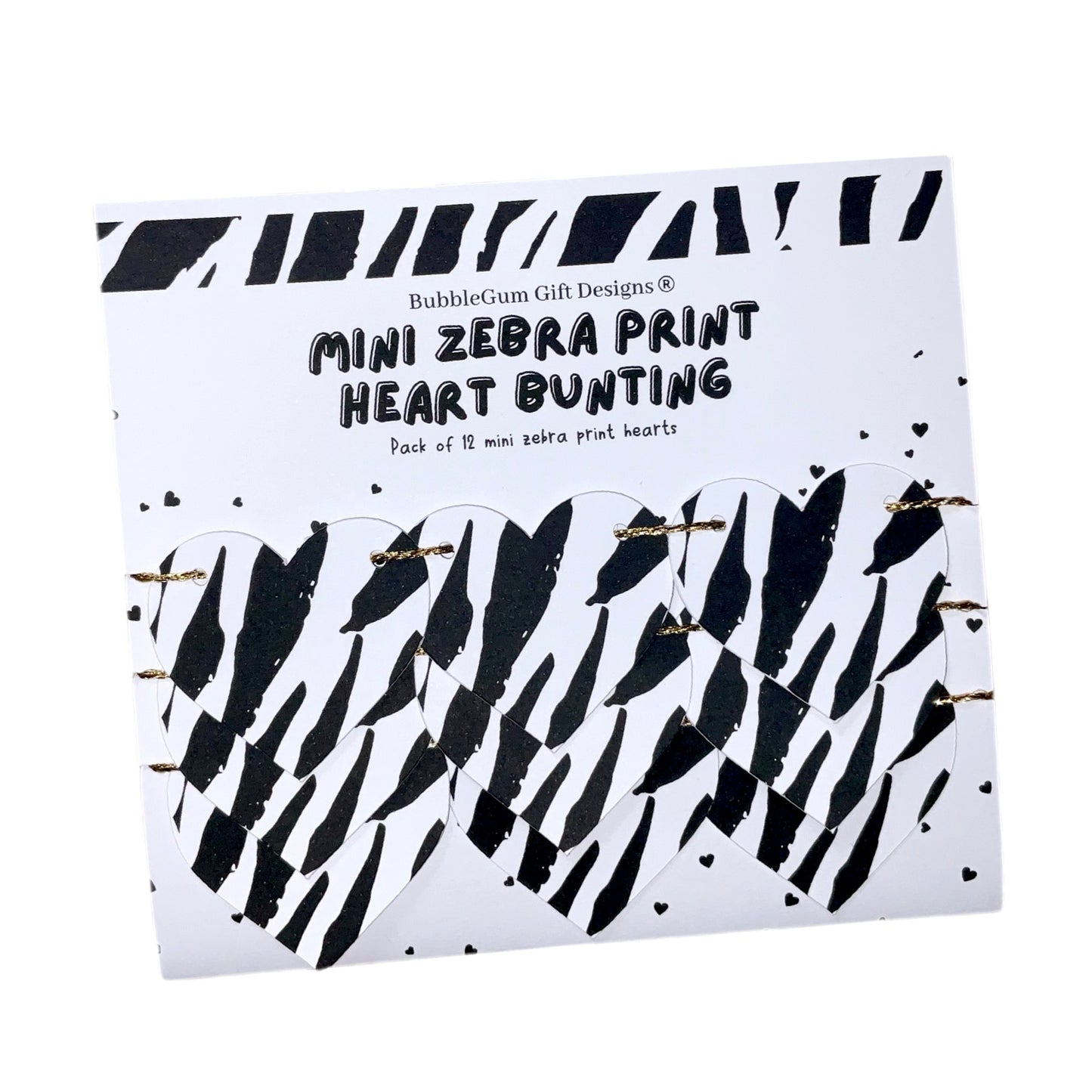 Zebra Print Heart Shape Bunting Animal Print Valentine’s Decor