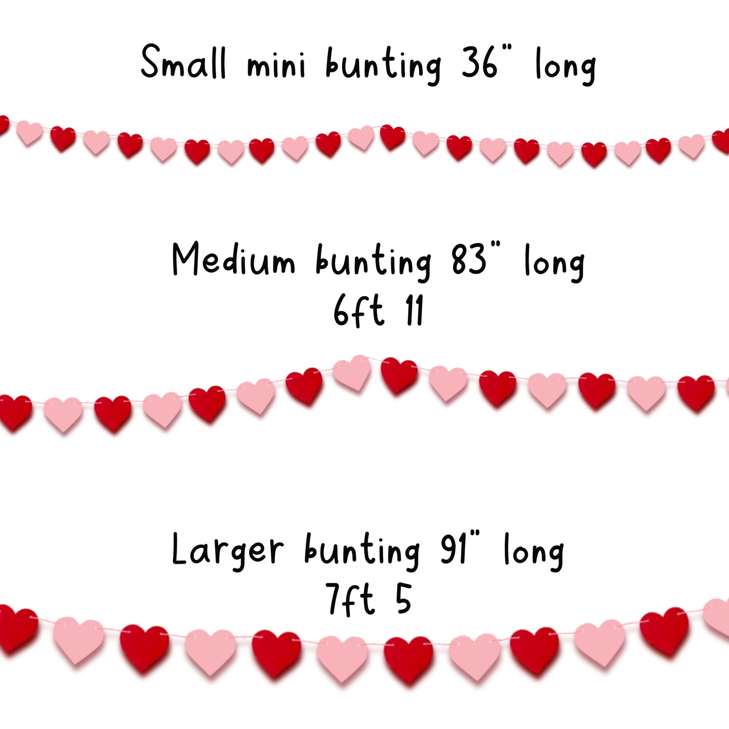 Pink & Red Love Heart Garland – Valentine’s Day Decor