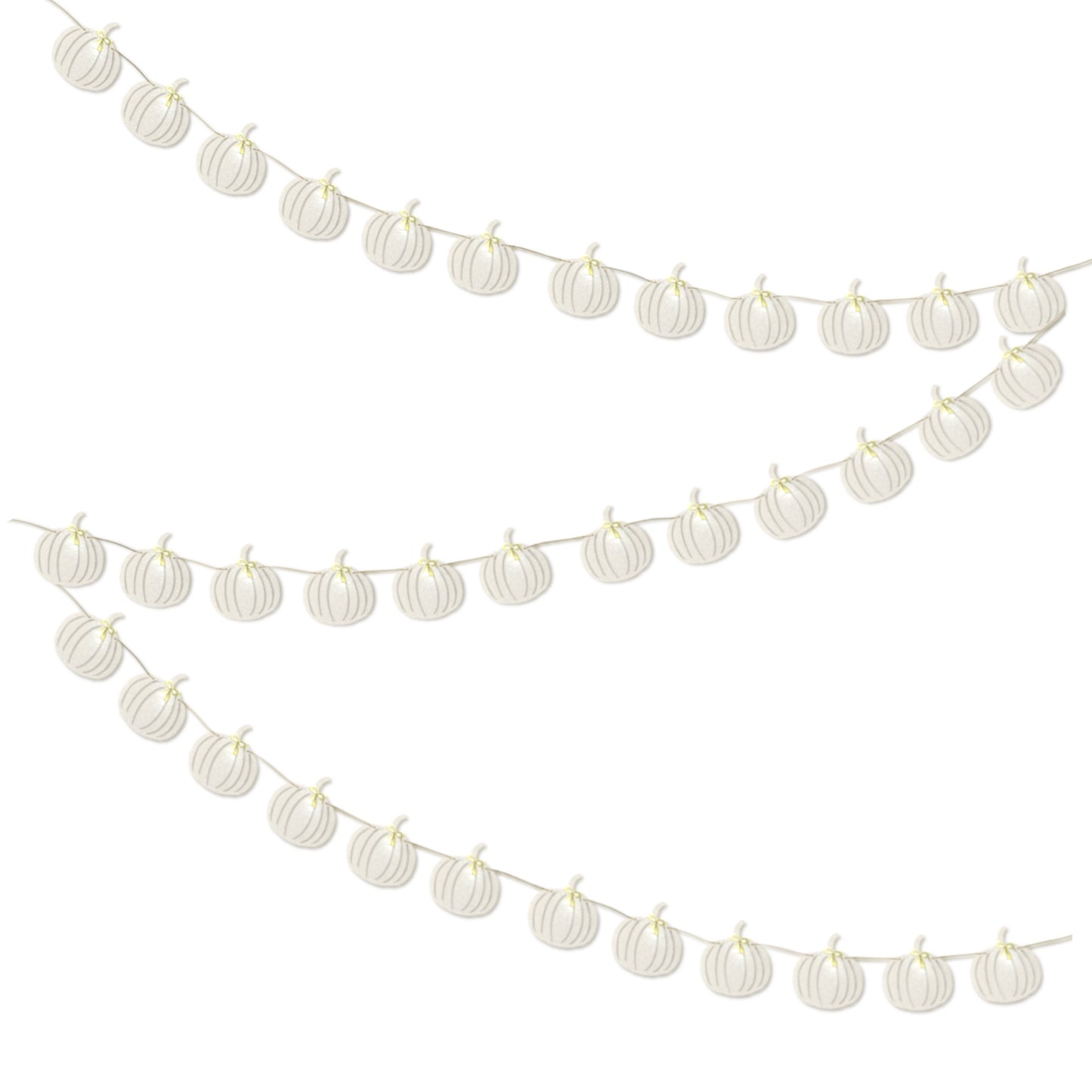 Autumn Decor – White Pumpkin Decoration Garland with Bows