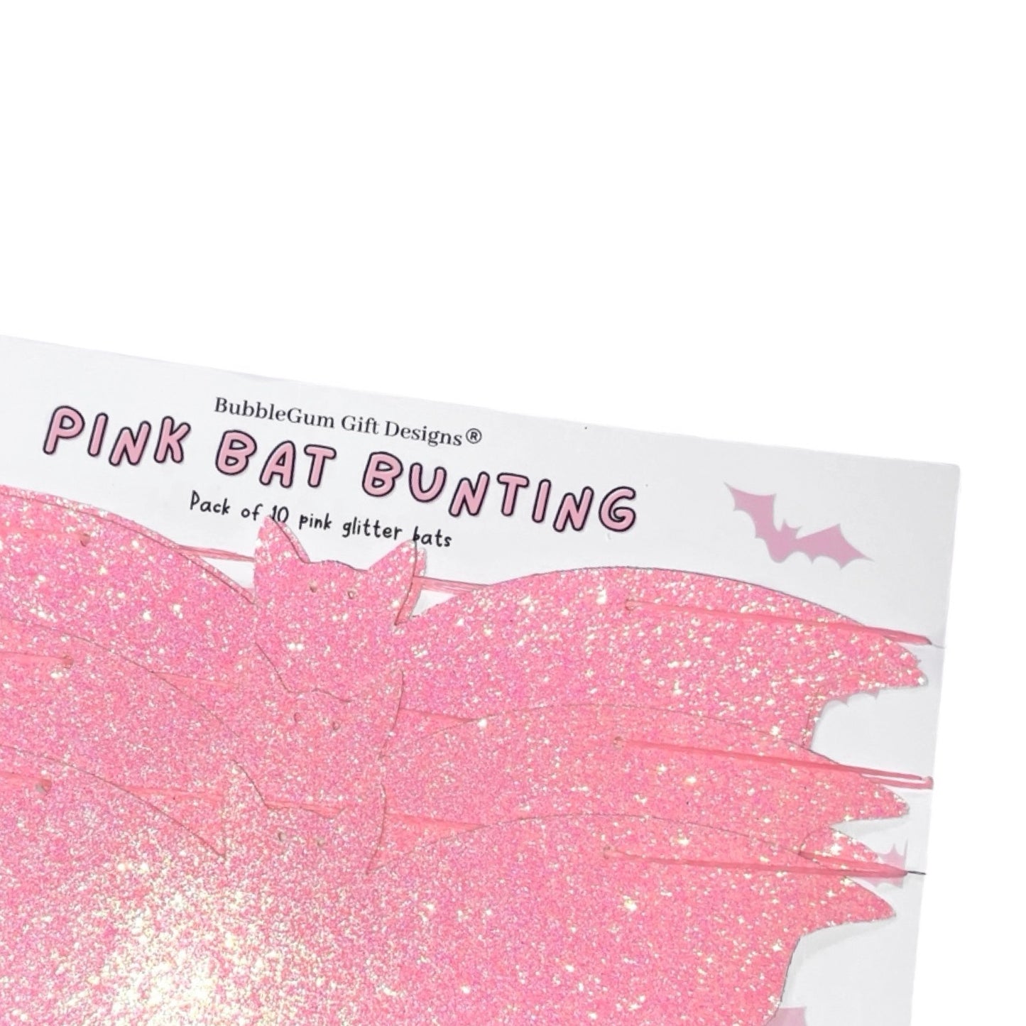 Pink Glitter Halloween Bat Bunting – Sparkly Hanging Decor