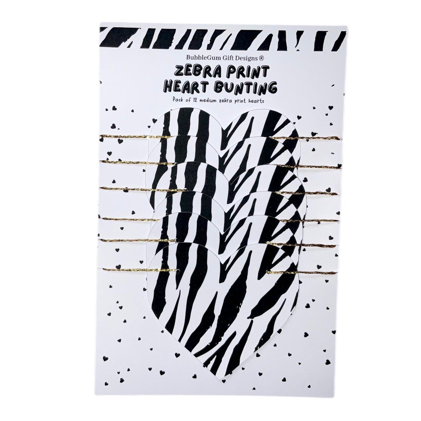 Zebra Print Heart Shape Bunting Animal Print Valentine’s Decor