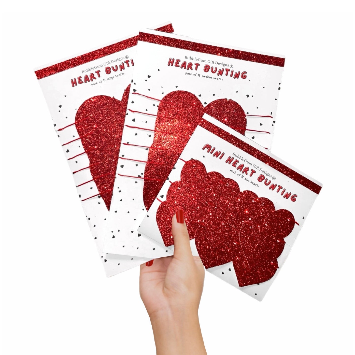 Valentine’s Day Red Glitter Heart Garland – Romantic Party Decor