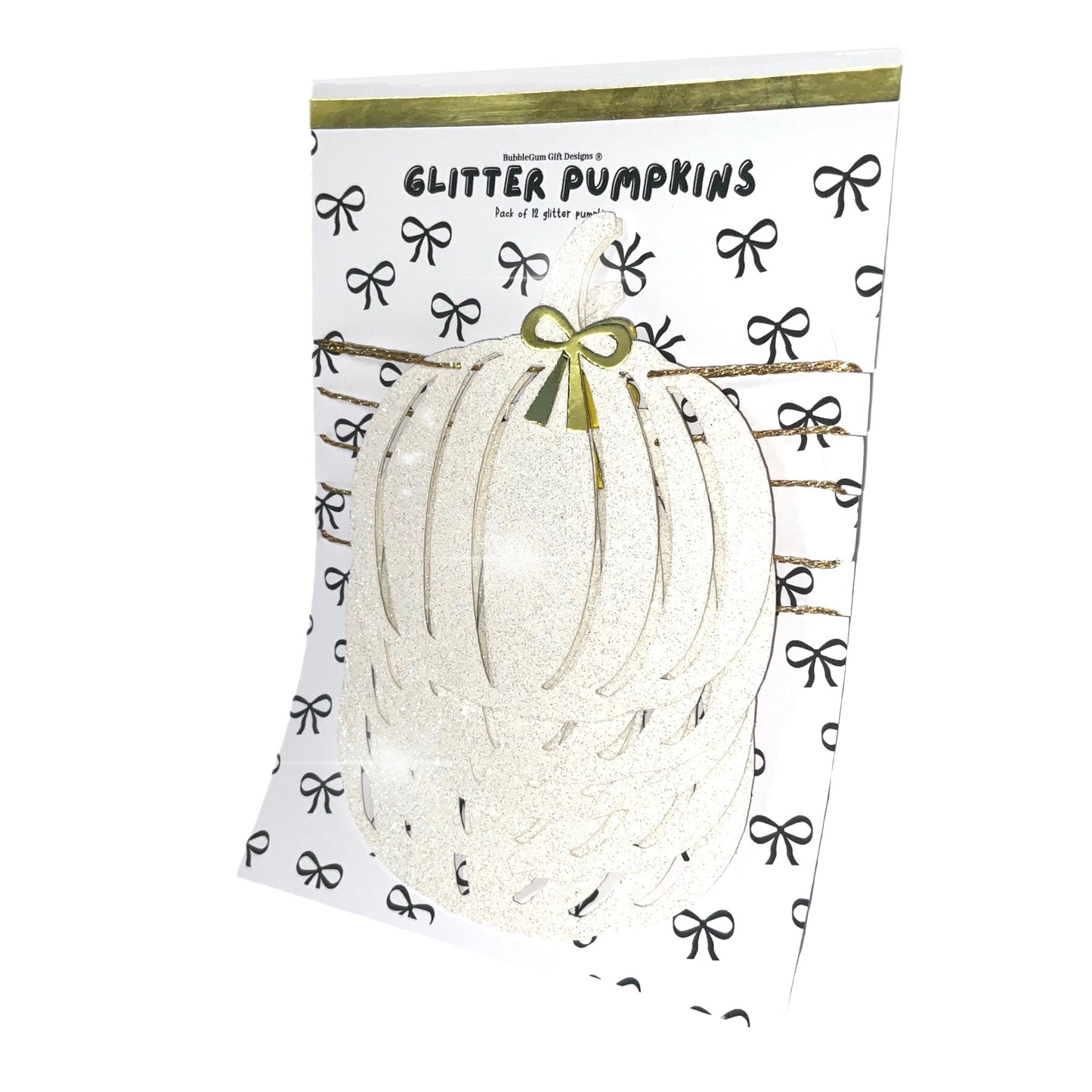 Autumn Decor – White Pumpkin Decoration Garland with Bows