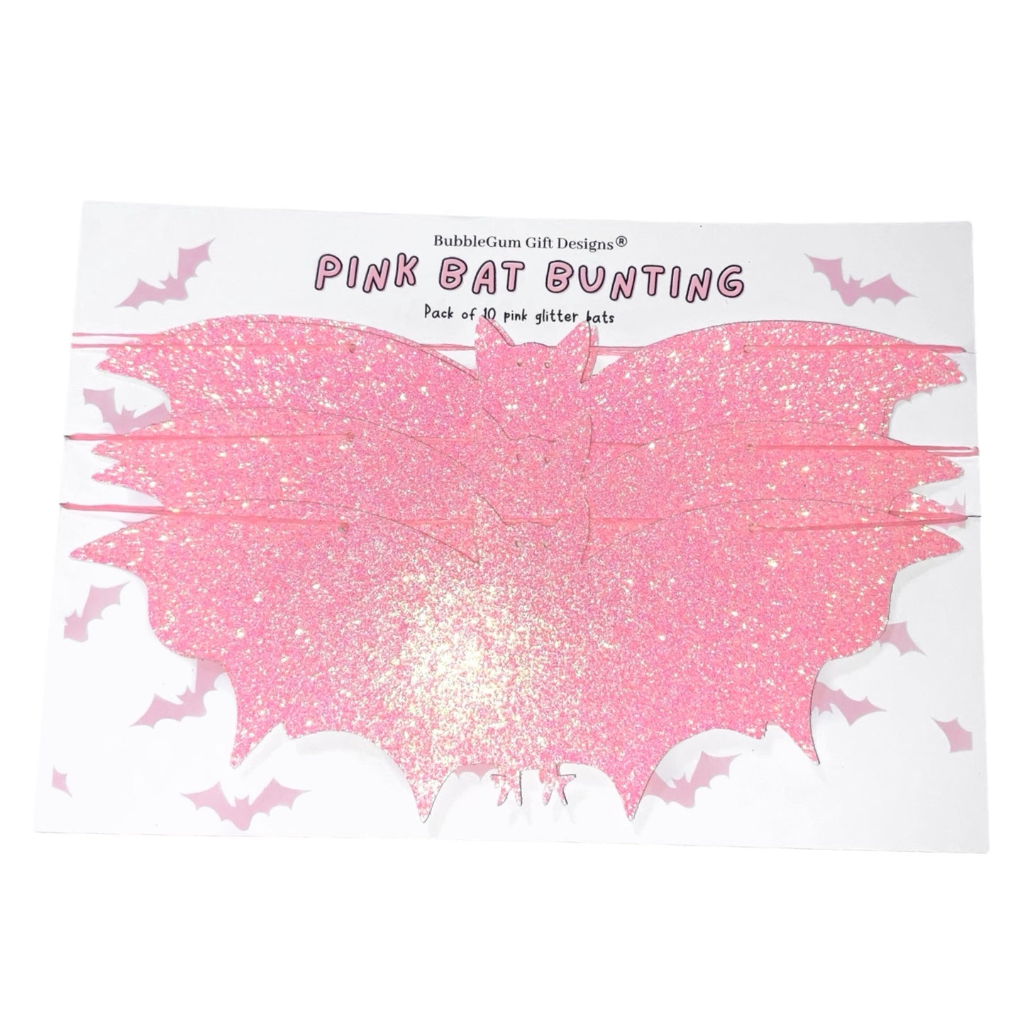 Pink Glitter Halloween Bat Bunting – Sparkly Hanging Decor