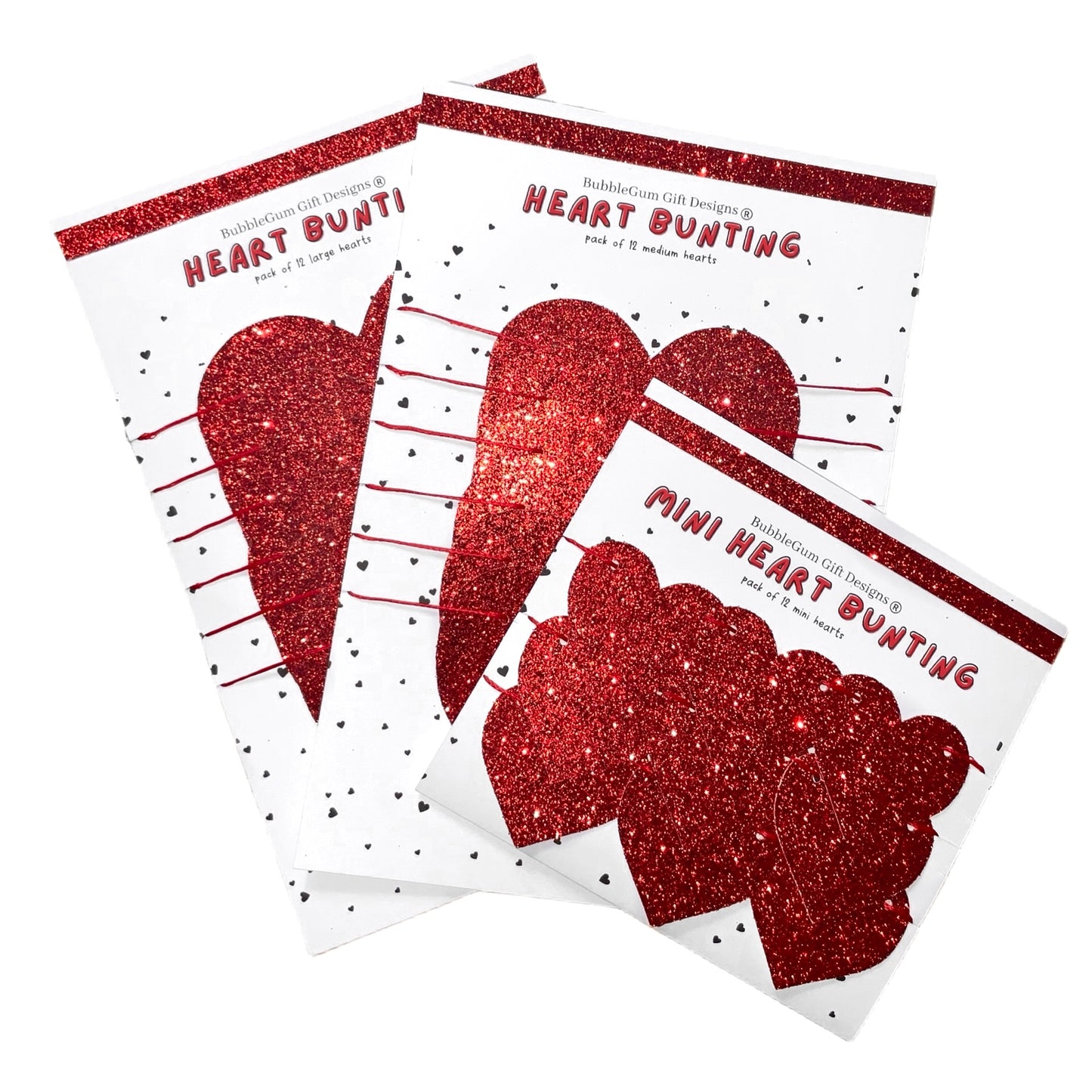 Valentine’s Day Red Glitter Heart Garland – Romantic Party Decor