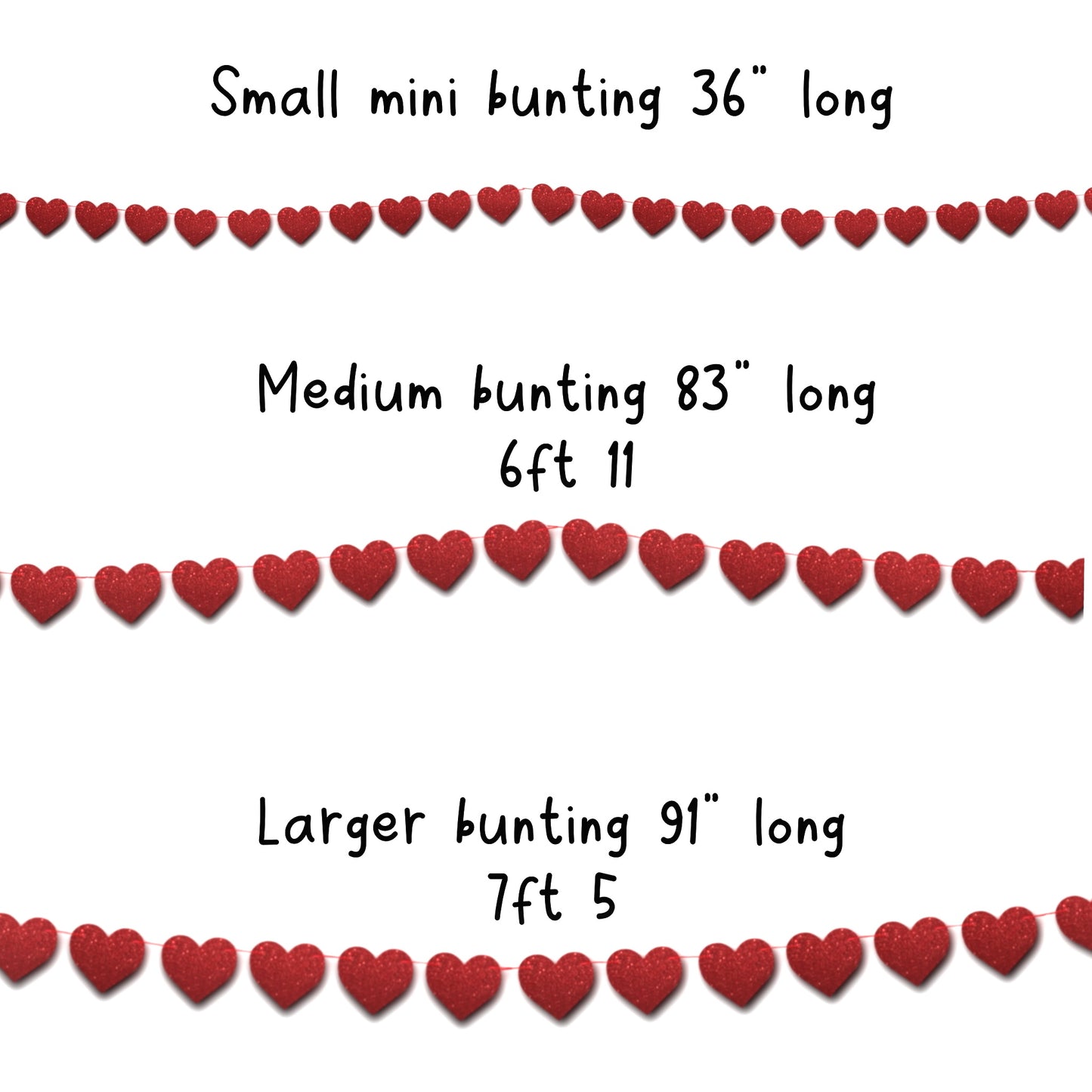 Valentine’s Day Red Glitter Heart Garland – Romantic Party Decor