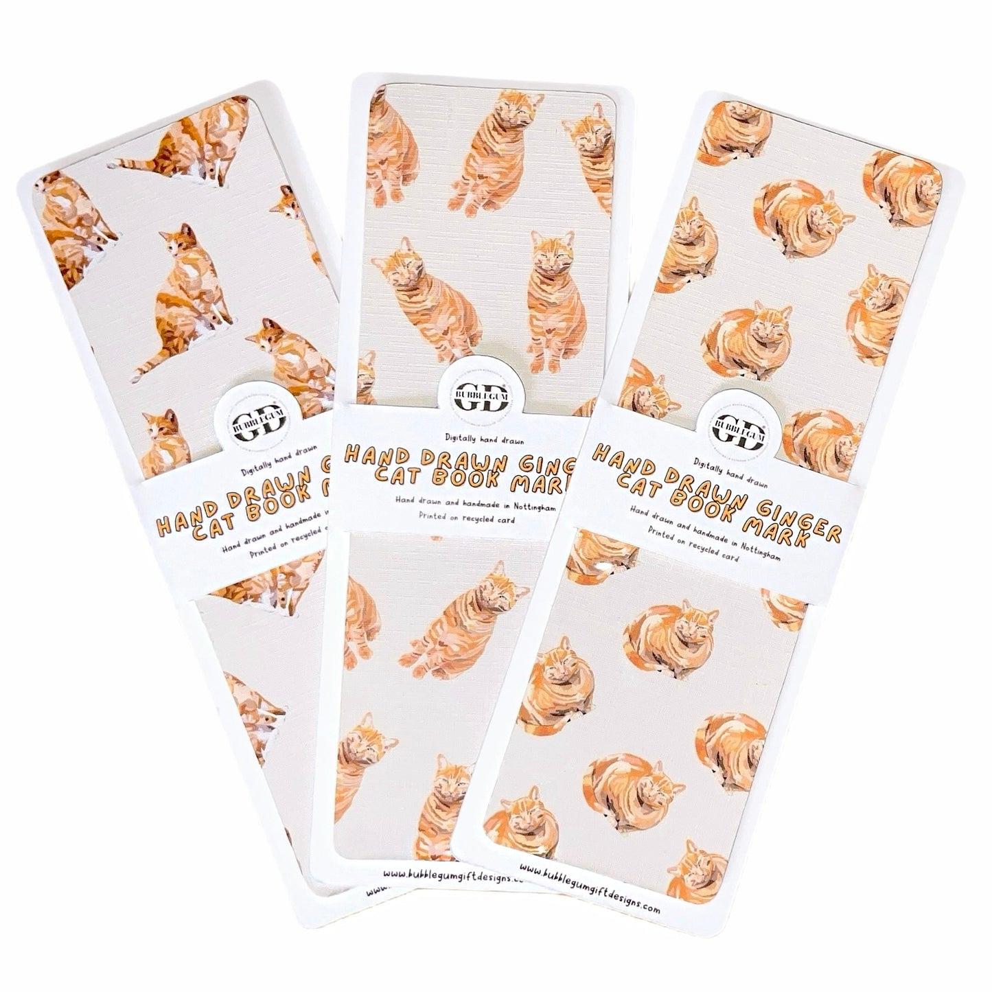 Bookmarks cat themed Hand drawn cat bookmark set of 3