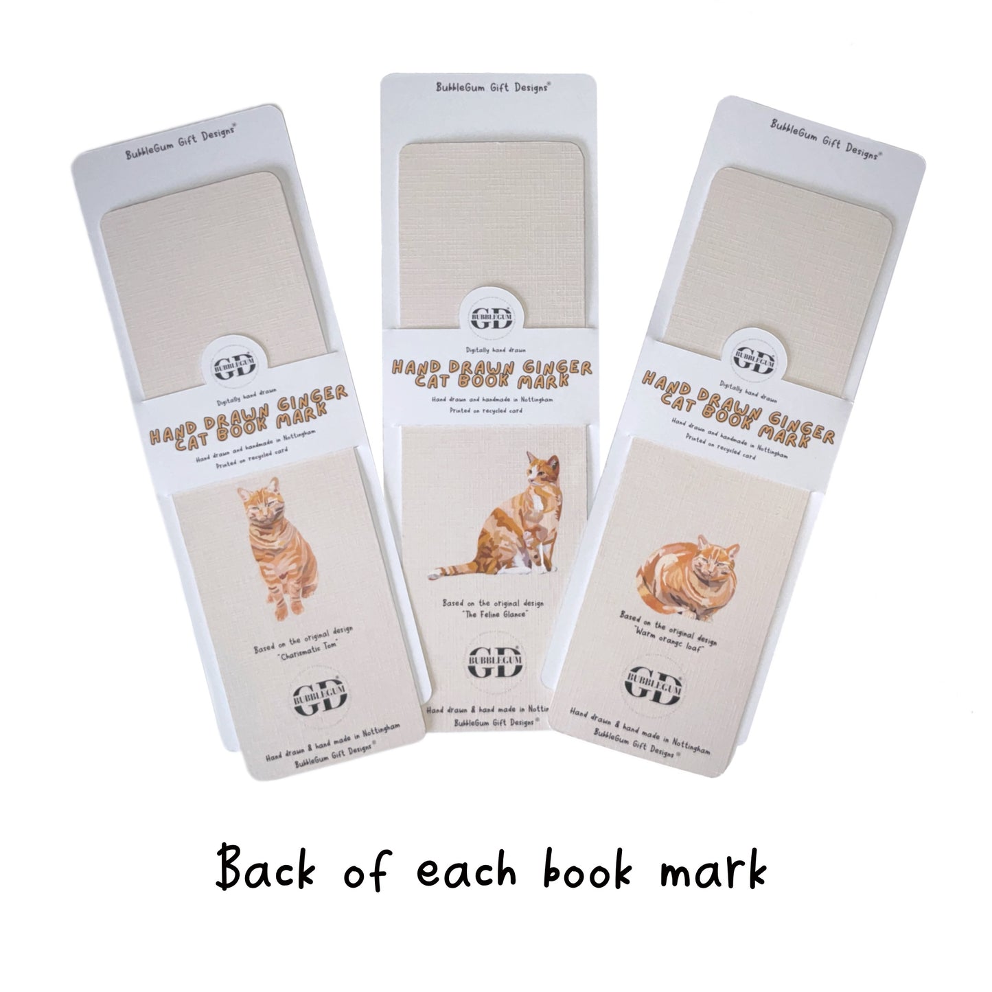 Bookmarks cat themed Hand drawn cat bookmark set of 3