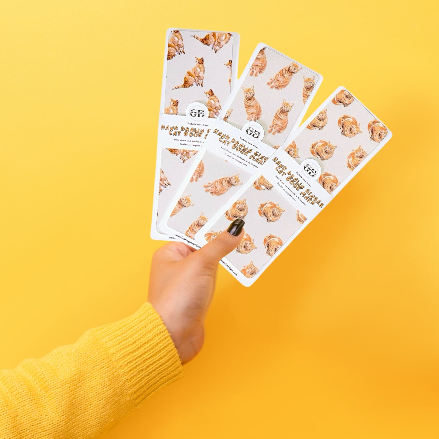 Bookmarks cat themed Hand drawn cat bookmark set of 3