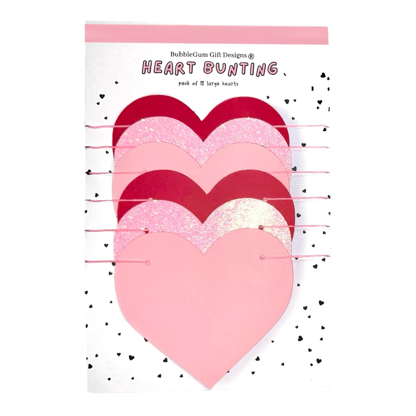 Red & Pink Heart Garland – Valentine’s Day Banner Decor