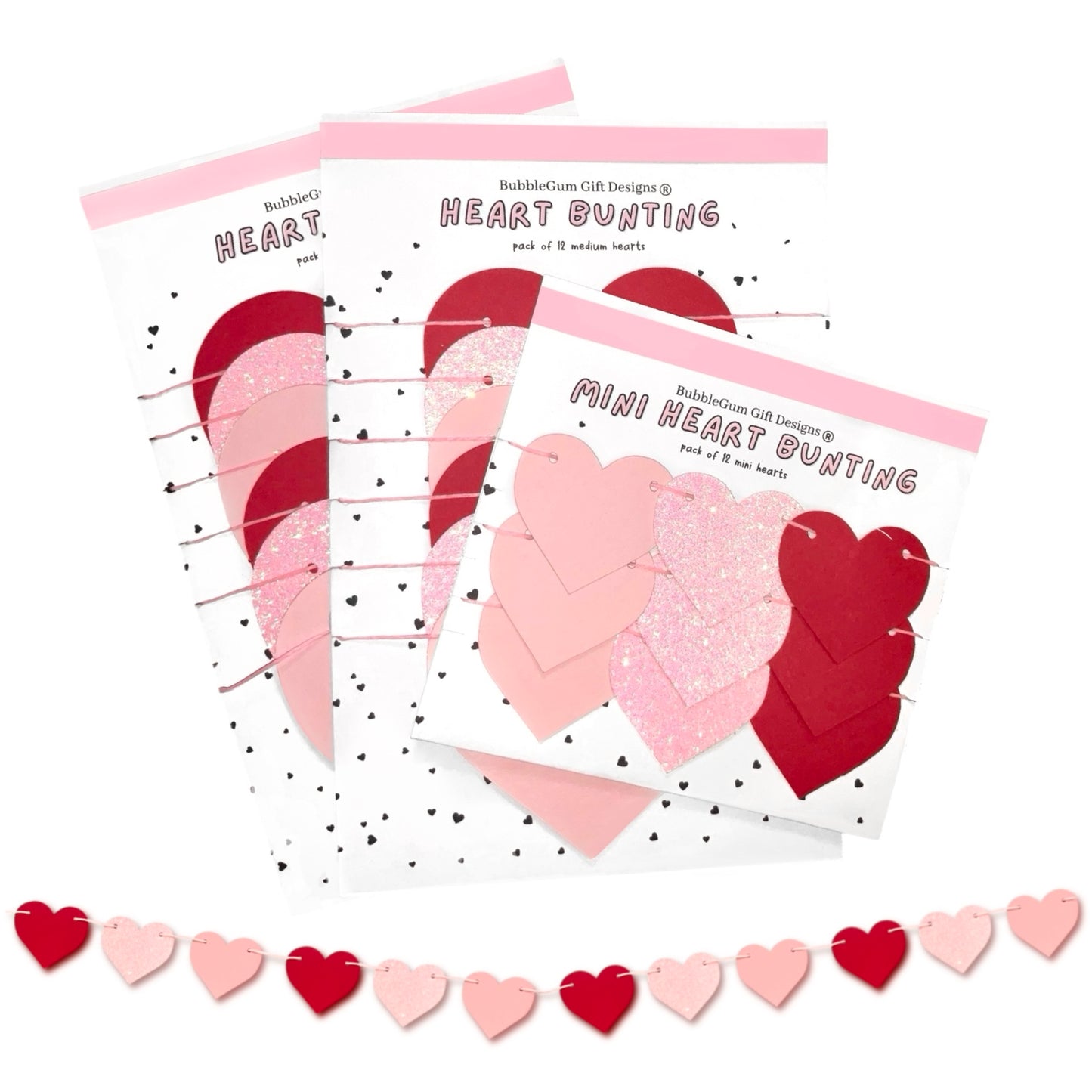 Red & Pink Heart Garland – Valentine’s Day Banner Decor