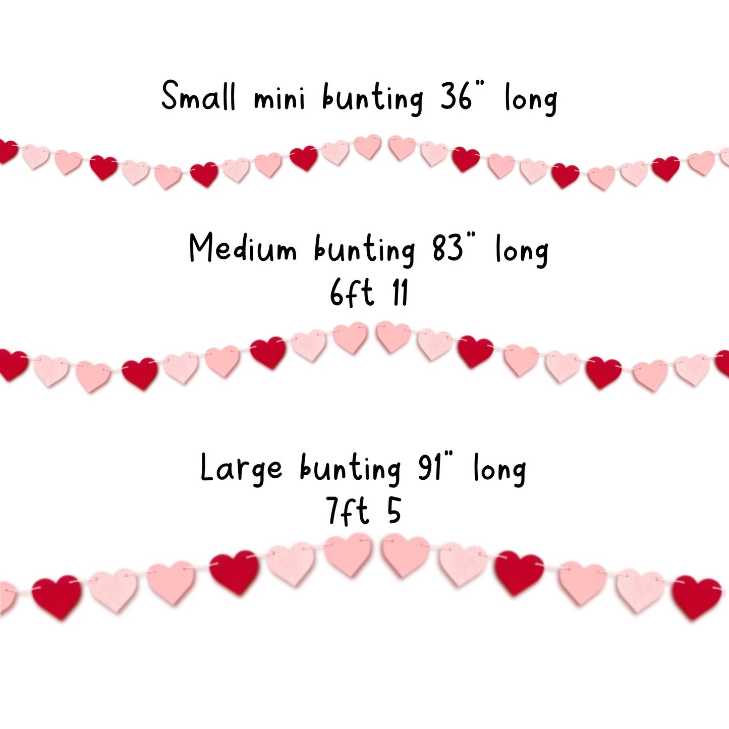 Red & Pink Heart Garland – Valentine’s Day Banner Decor