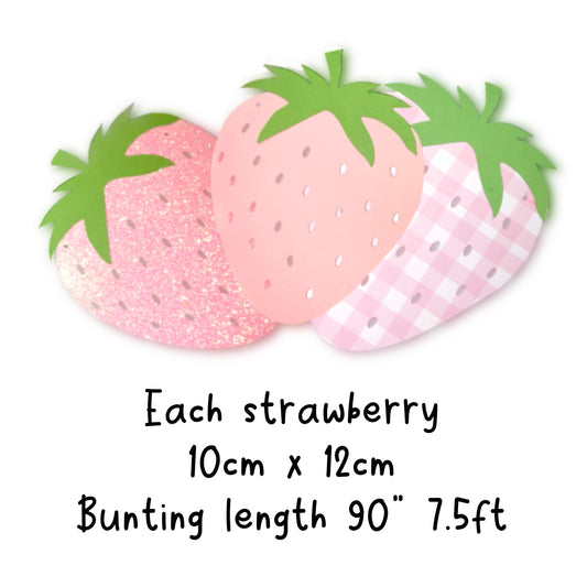 Pink Strawberry Garland – Sweet 1st Birthday Party Decorations