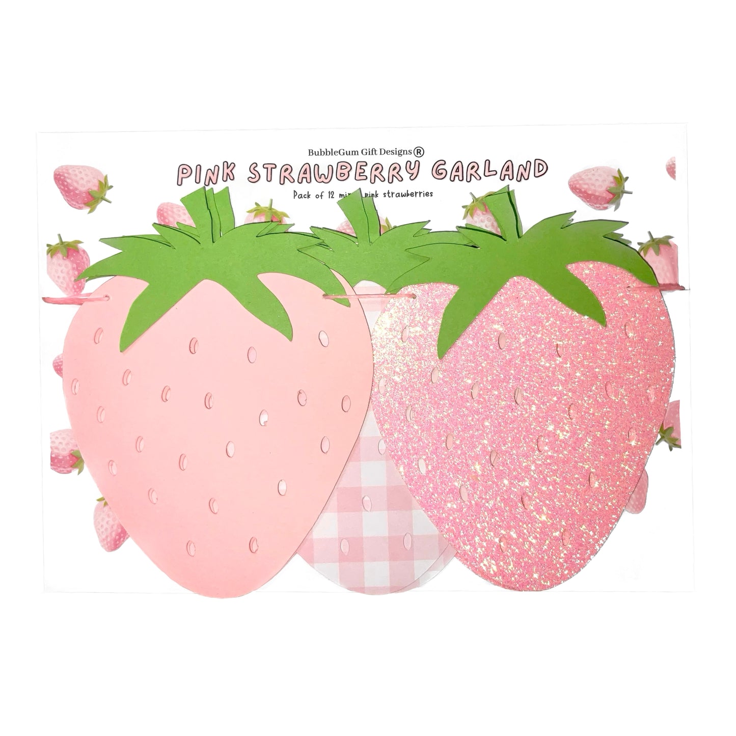 Pink Strawberry Garland – Sweet 1st Birthday Party Decorations