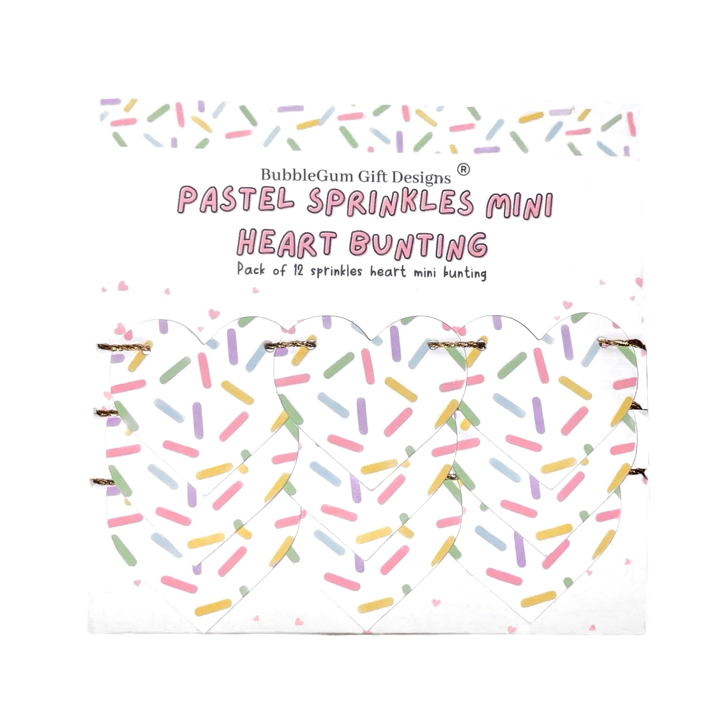 Sprinkles bunting heart shaped garland Pastel hundreds and thousands birthday party decorations Choose size