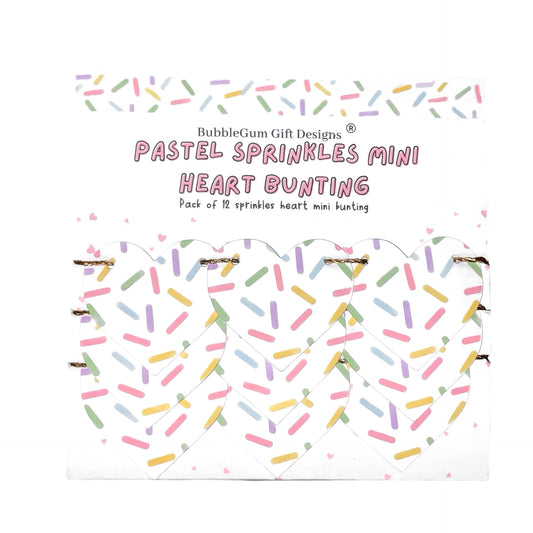 Baby sprinkle bunting Heart shaped garland Pastel hundreds and thousands birthday party decorations Fun sprinkles wall decorations