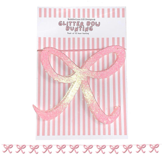 Pink Glitter Christmas Bow Bunting Pink Christmas Garland Preppy Coquette Holiday Decorations