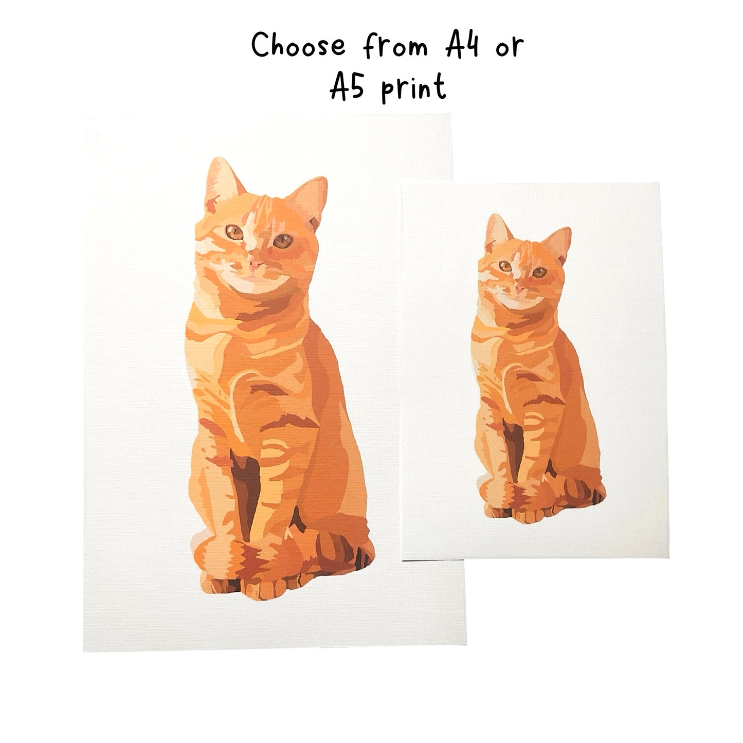 Ginger Cat Artwork – Cute Sitting Cat Drawing, A4 A5 Wall Print