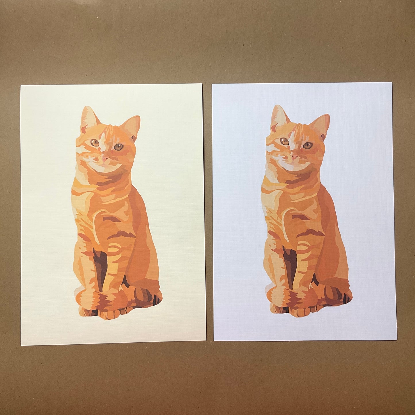 Ginger Cat Artwork – Cute Sitting Cat Drawing, A4 A5 Wall Print