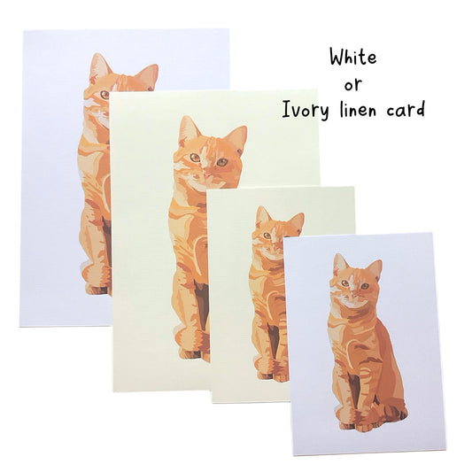 Ginger Cat Artwork – Cute Sitting Cat Drawing, A4 A5 Wall Print