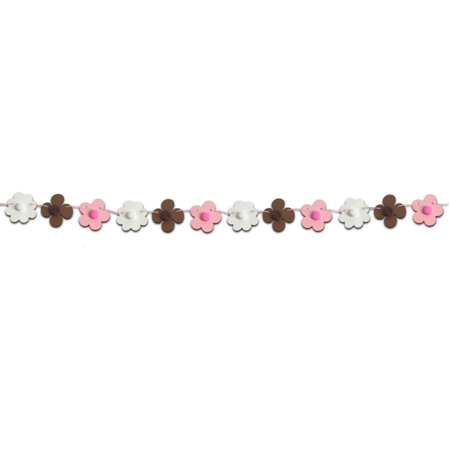 Mini Pink & Brown 70s Flower Power Bunting – Retro Party Decor