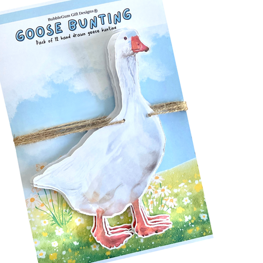 One Silly Goose Birthday Bunting Hand-Drawn White Goose Garland Farm Animal Party Decorations
