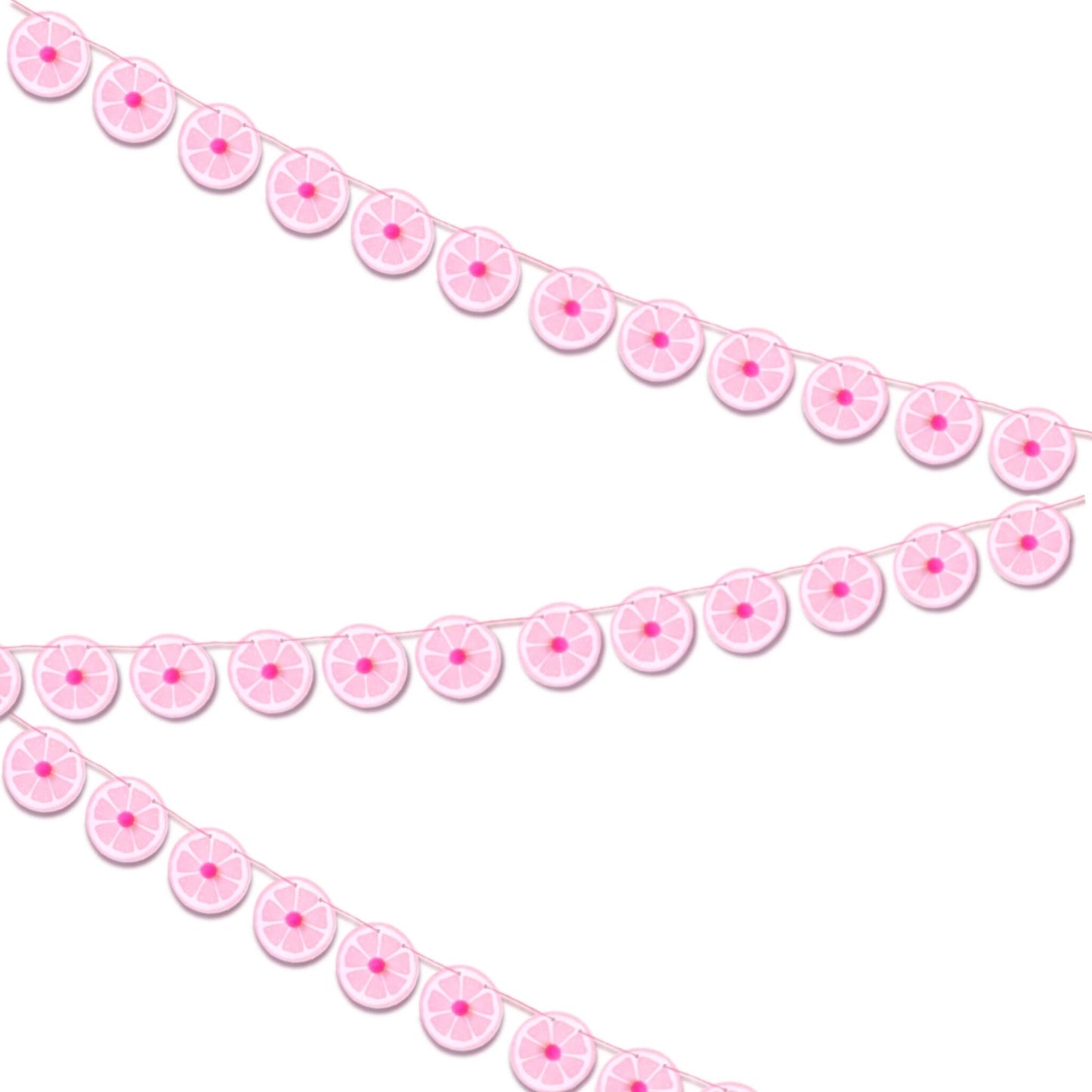 Pink lemon mini garland with pom poms Lemon decor for pink lemonade party or Summer Birthday Mini lemon