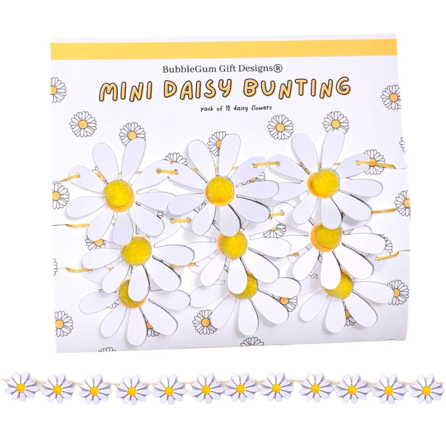 Mini White Daisy Bloom Bunting - Cute Daisies Decor