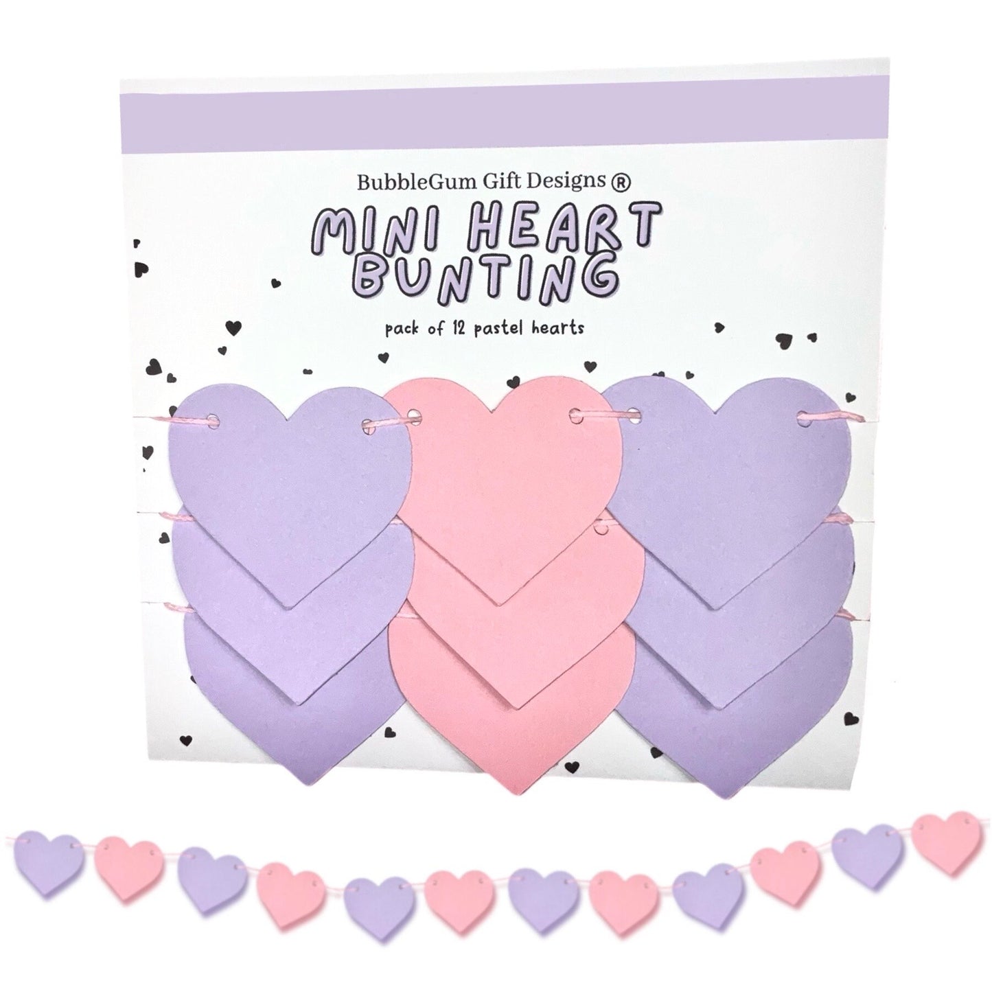 Mini Pink and Purple Heart Garland - Valentine's Day Decor