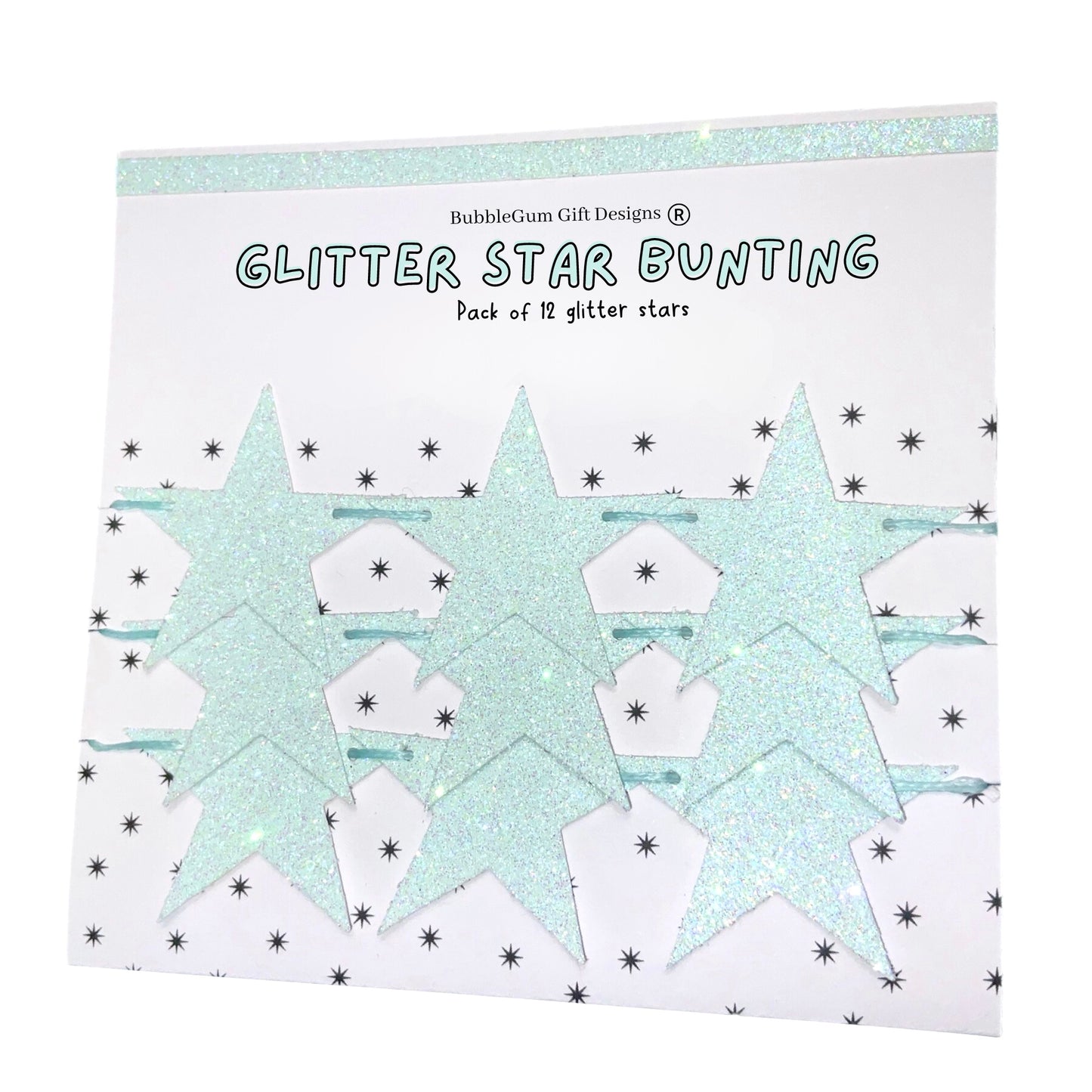 Light blue glitter star garland, Celestial baby shower bunting with 2 sizes available