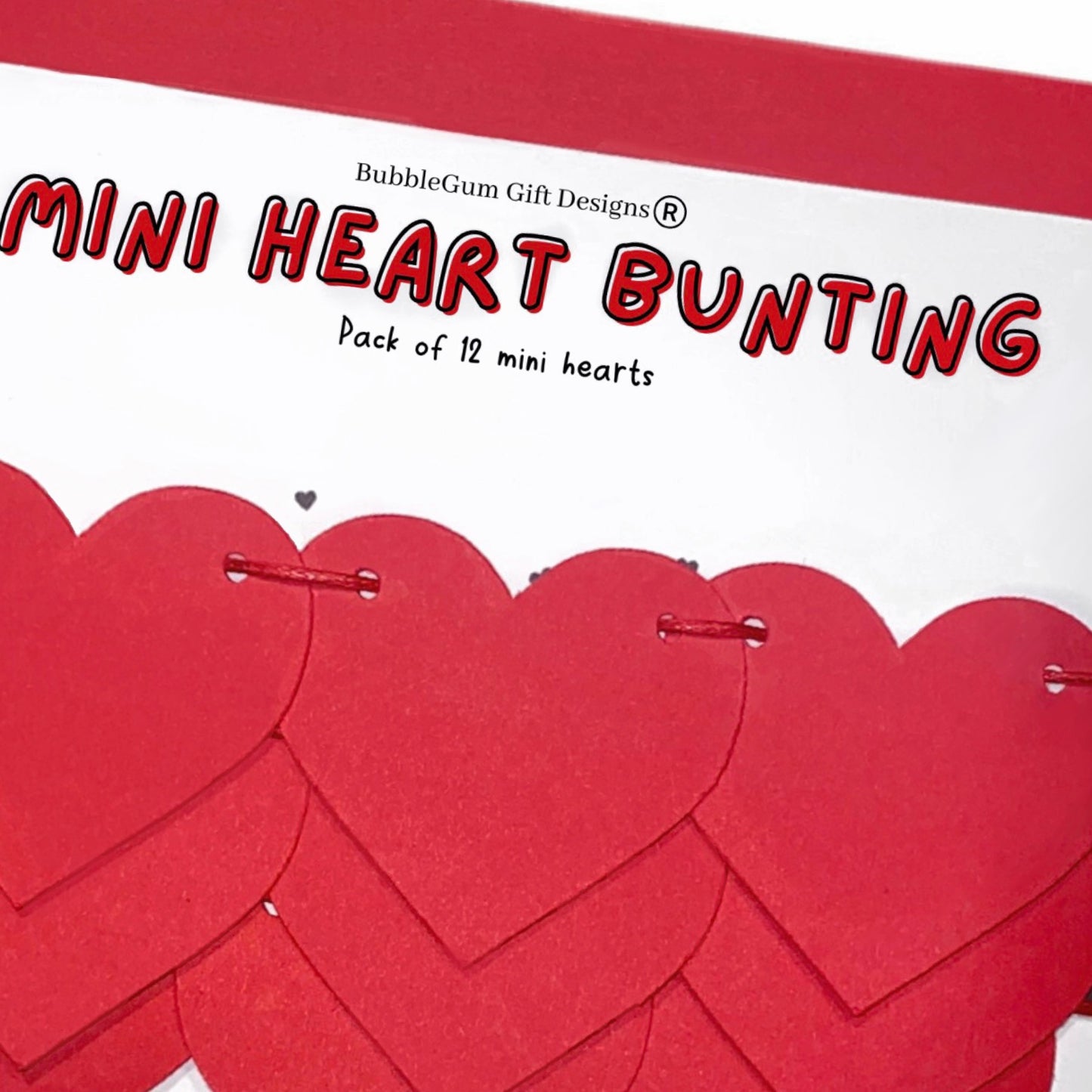 Mini Red Heart Bunting - Cute Valentines Day Decor