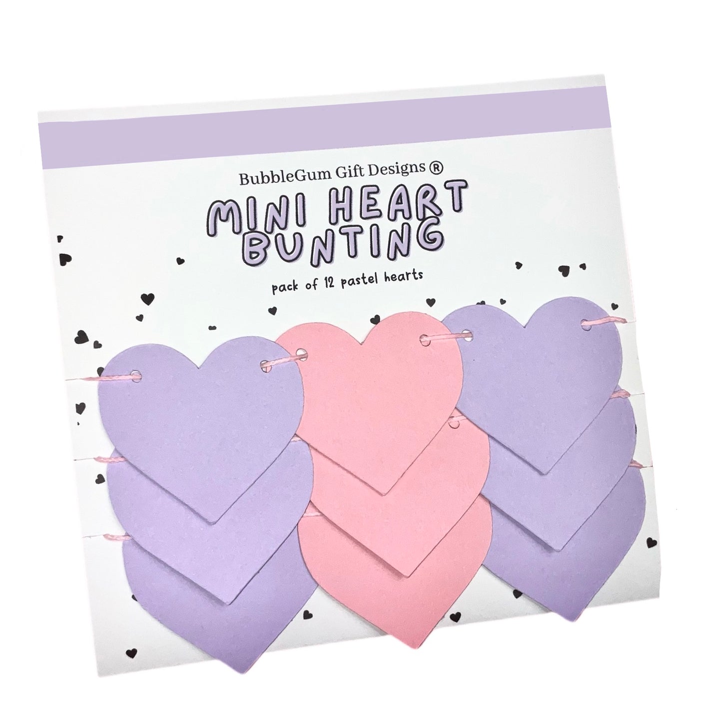 Mini Pink and Purple Heart Garland - Valentine's Day Decor