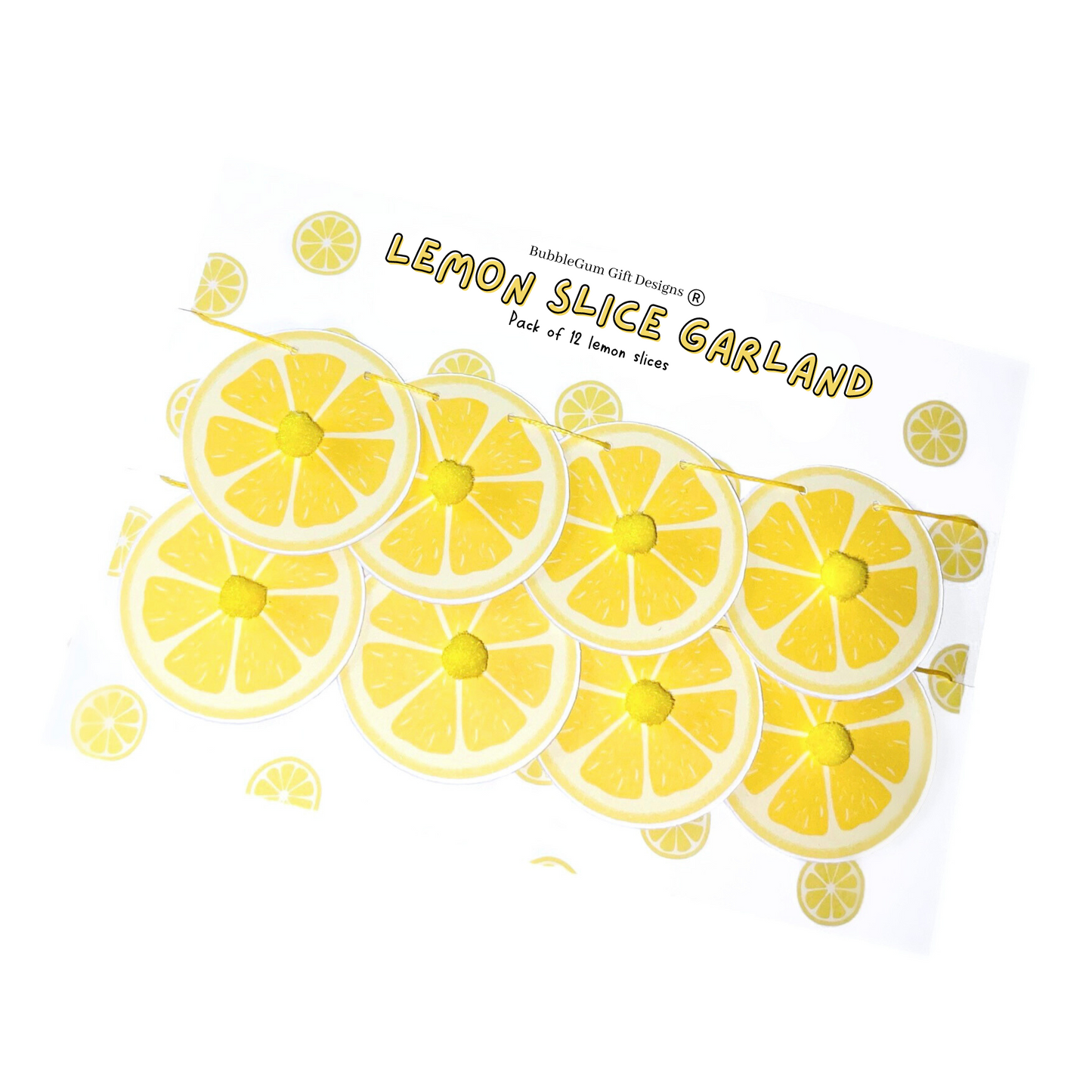 Mini Citrus Lemon Party Bunting – Zesty Fruit Decor with Pom Poms