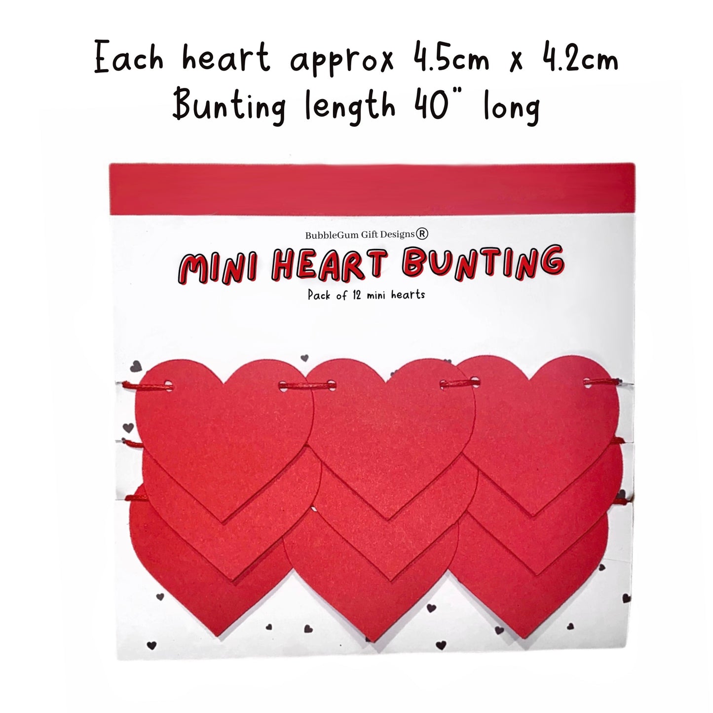 Mini Red Heart Bunting - Cute Valentines Day Decor