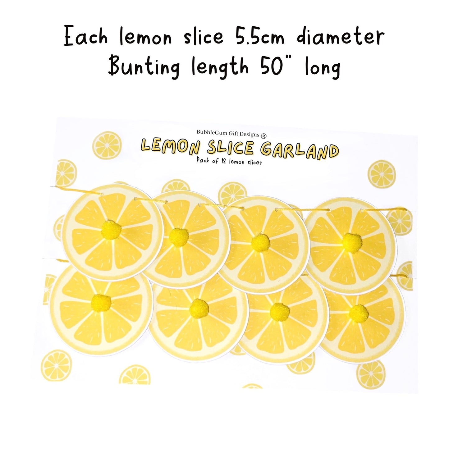 Mini Citrus Lemon Party Bunting – Zesty Fruit Decor with Pom Poms