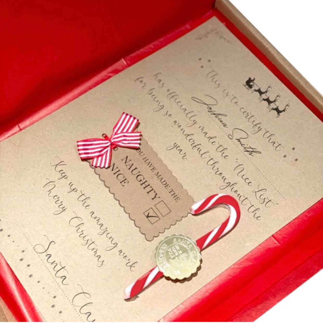 Personalised Santa Letter – Naughty or Nice List with Candy Cane & Gold Stamp