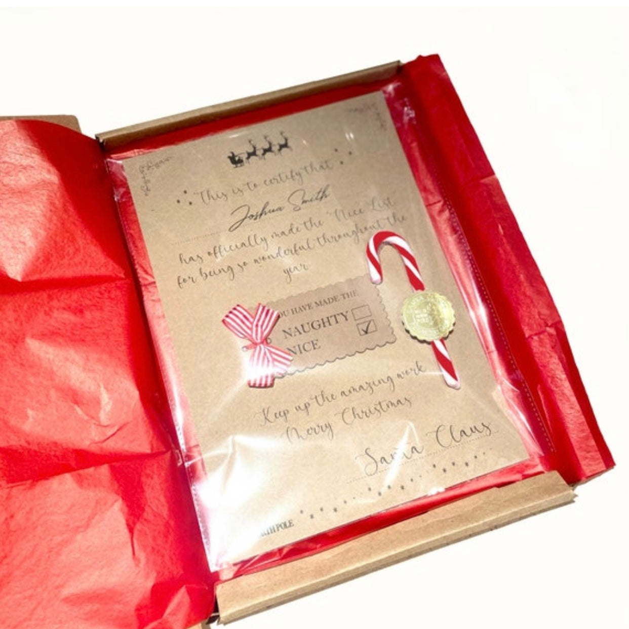 Personalised Santa Letter – Naughty or Nice List with Candy Cane & Gold Stamp