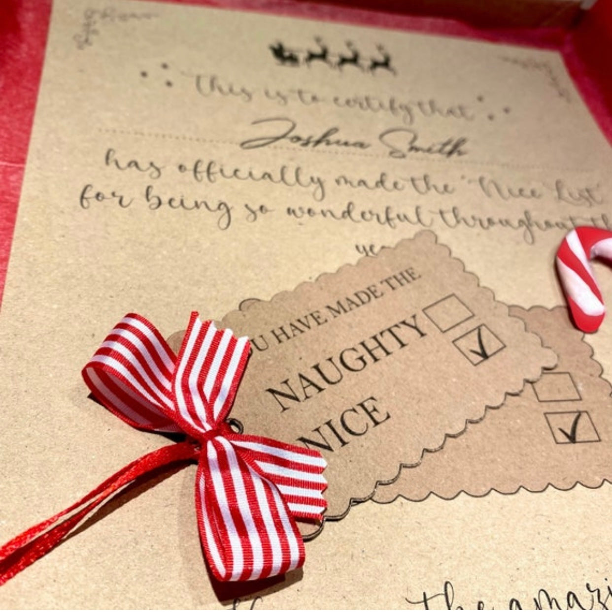 Personalised Santa Letter – Naughty or Nice List with Candy Cane & Gold Stamp