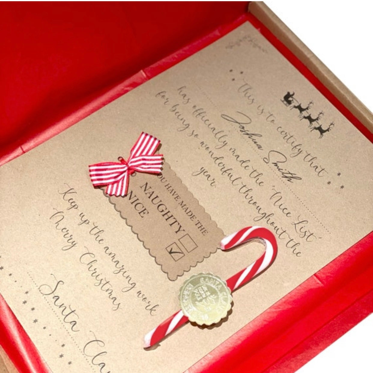 Personalised Santa Letter – Naughty or Nice List with Candy Cane & Gold Stamp