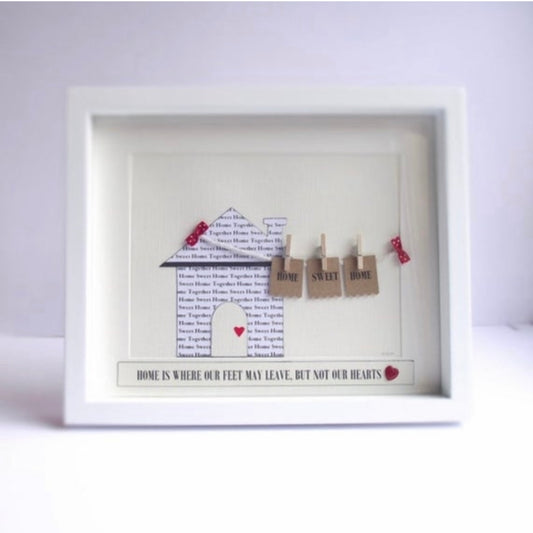 Our first home sweet home, House word art house warming gift with personalised name tags