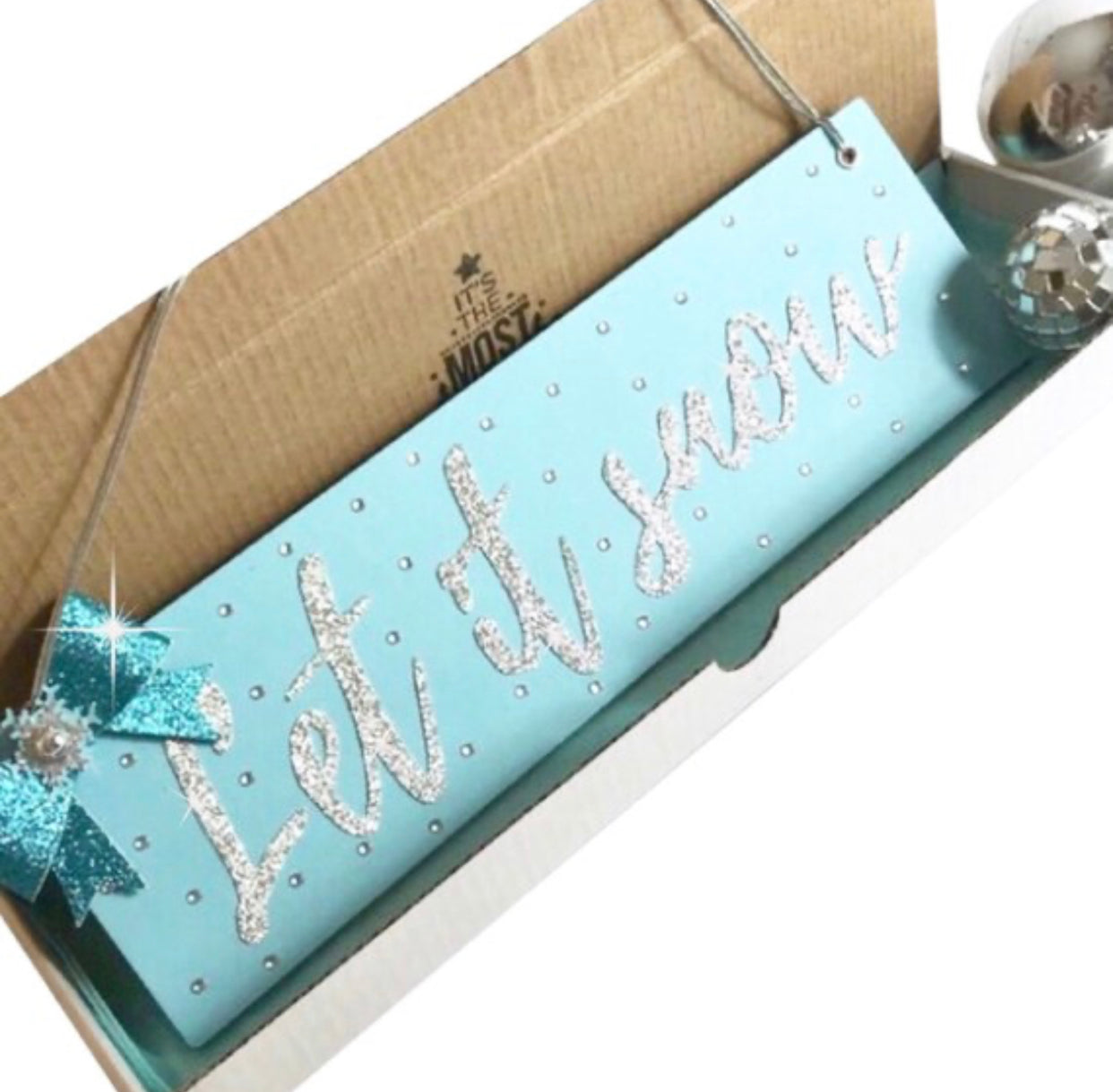 Let it snow sign Christmas sign Christmas decor with snowflake decoration blue or purple Christmas