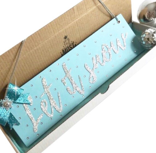 Let it snow sign Christmas sign Christmas decor with snowflake decoration blue or purple Christmas