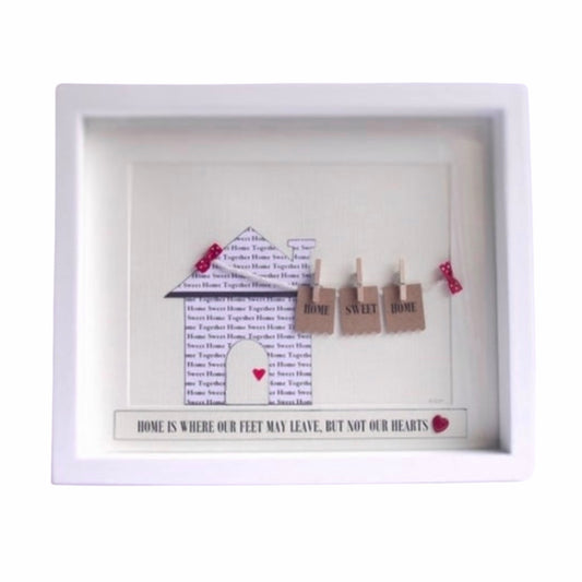 Our first home sweet home, House word art house warming gift with personalised name tags